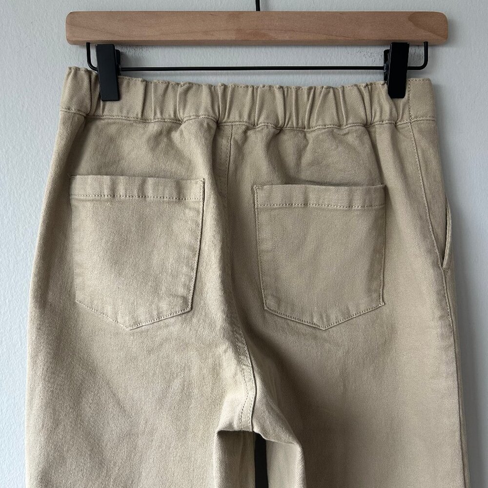 Oak + Fort Wide Leg Twill Pants Beige High Rise Size Small - Picture 6 of 11